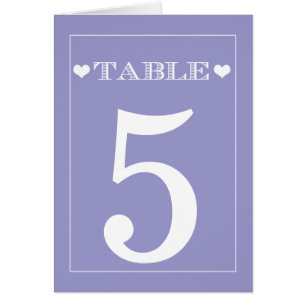Cute Heart Lavender Wedding Table Number Cards