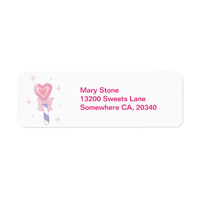 Cute Heart Lollipop Return Address Label (Front)