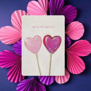 Cute Heart Lollipops the Sweetest Valentine's Day Holiday Card