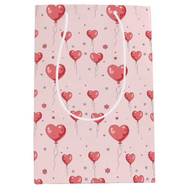 Cute Heart Love Balloons  Medium Gift Bag (Front)
