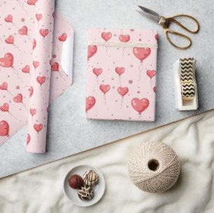 Cute Heart Love Balloons Wrapping Paper