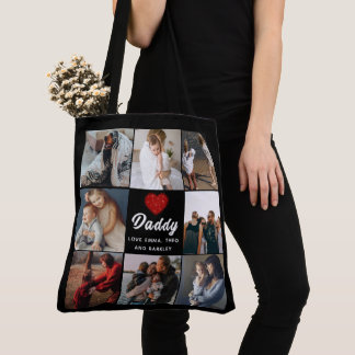 Cute HEART LOVE YOU DAD Father's Day Photo Tote Bag