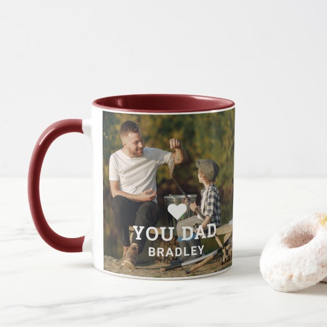 Cute HEART LOVE YOU DAD Photo Father's Day Mug (With Donut)