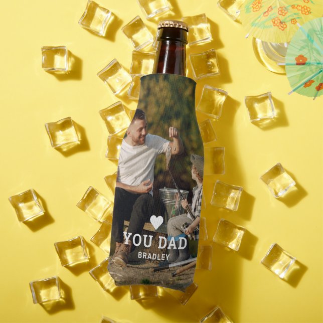 Cute HEART LOVE YOU DAD Photo Names Bottle Cooler (In Situ Summer)