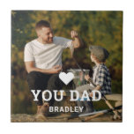 Cute HEART LOVE YOU DAD Photo Names Ceramic Tile<br><div class="desc">Cute HEART LOVE YOU DAD Photo Names Decorative Tiles features your favourite photo with the text "(love heart) you Dad" in modern white script with your names below. Personalise by editing the text in the text box provided and adding your own picture. Perfect for Christmas, birthday and Father's Day gifts....</div>