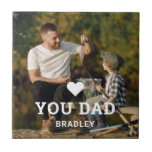 Cute HEART LOVE YOU DAD Photo Names Ceramic Tile<br><div class="desc">Cute HEART LOVE YOU DAD Photo Names Decorative Tiles features your favourite photo with the text "(love heart) you Dad" in modern white script with your names below. Personalise by editing the text in the text box provided and adding your own picture. Perfect for Christmas, birthday and Father's Day gifts....</div>