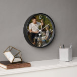 Cute HEART LOVE YOU DAD Photo Names Clock<br><div class="desc">Cute HEART LOVE YOU DAD Photo Names Wall Clock features your favourite photo with the text "(love heart) you Dad" in modern white script with your names below. Personalise by editing the text in the text box provided and adding your own picture. Perfect for Christmas, birthday and Father's Day gifts....</div>
