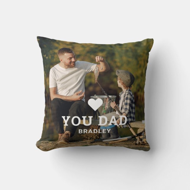 Cute HEART LOVE YOU DAD Photo Names Cushion (Front)