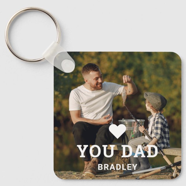 Cute HEART LOVE YOU DAD Photo Names Key Ring (Front)