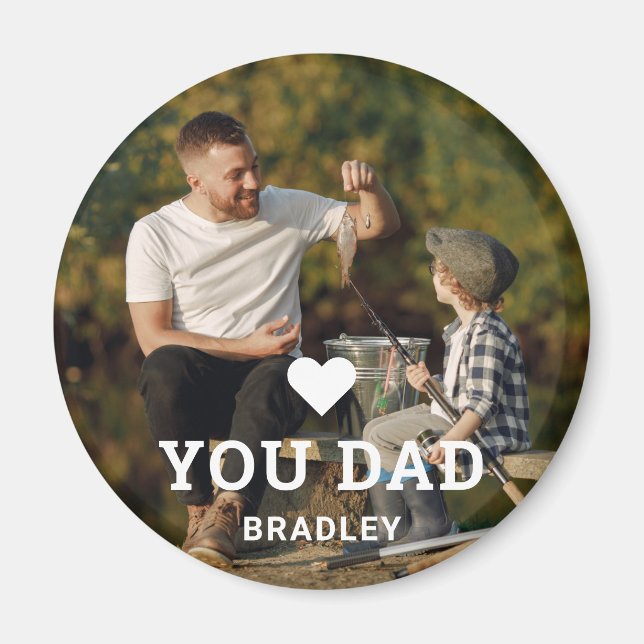 Cute HEART LOVE YOU DAD Photo Names Magnet (Front)