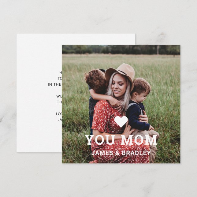 Cute HEART LOVE YOU MOM Birthday Card (Front/Back)