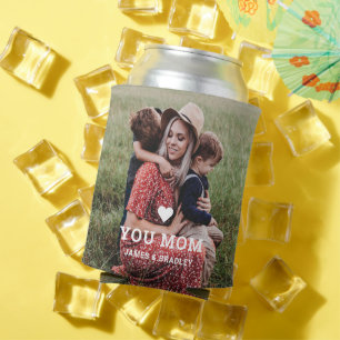 Cute HEART LOVE YOU MOM Mother's Day Photo Can Cooler