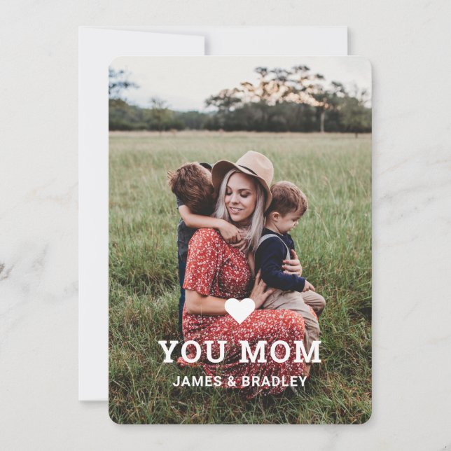 Cute HEART LOVE YOU MOM Mother's Day Photo Card (Front)