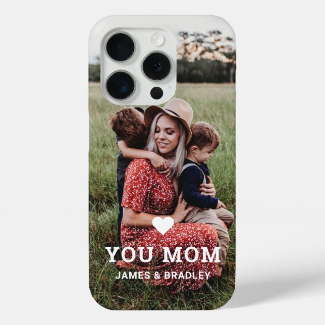 Cute HEART LOVE YOU MOM Mother's Day Photo Case-Mate iPhone Case (Back)