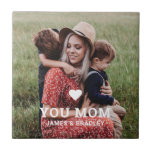 Cute HEART LOVE YOU MOM Mother's Day Photo Ceramic Tile<br><div class="desc">Cute Heart Love You Mum Mother's Day Photo Decorative Tiles features your favourite photo with the text "(love heart) you Mum" in modern white script with your names below. Personalise by editing the text in the text box provided and adding your own picture. Designed by ©2022 Evco Studio www.zazzle.com/store/evcostudio</div>