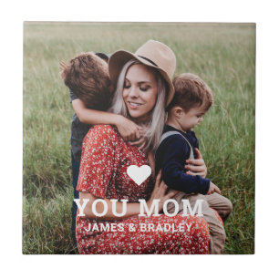 Cute HEART LOVE YOU MOM Mother's Day Photo Ceramic Tile