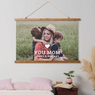 Cute HEART LOVE YOU MOM Mother's Day Photo Hanging Tapestry