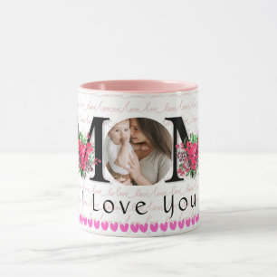 Cute HEART LOVE YOU MOM Mother's Day Photo Mug