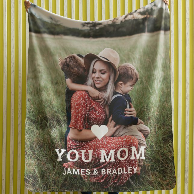 Cute HEART LOVE YOU MOM Mother's Day Photo Sherpa Blanket (Creator Uploaded)