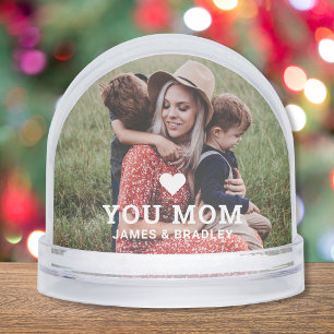 Cute HEART LOVE YOU MOM Mother's Day Photo Snowglobe