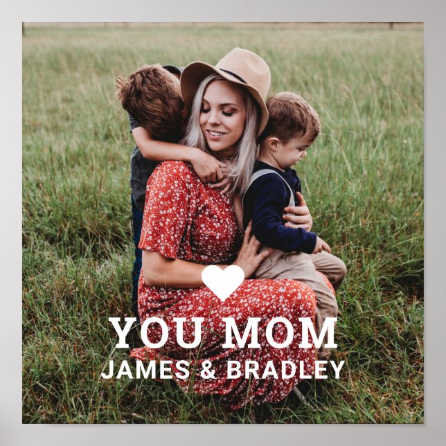 Cute HEART LOVE YOU MOM Mother's Day Poster (Front)