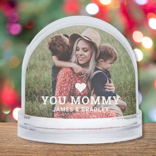 Cute HEART LOVE YOU MOMMY Mother's Day Photo Snowglobe