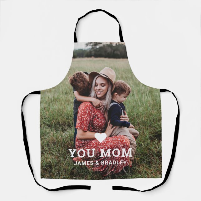 Cute Heart Love You Mum Mother's Day Photo Apron (Front)