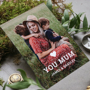 Cute HEART LOVE YOU MUM Mother's Day Photo Card