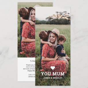 Cute HEART LOVE YOU MUM Mother's Day Photo Card