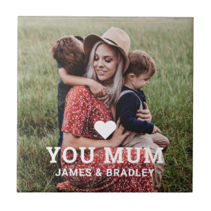 Cute Heart Love You Mum Mother's Day Photo Ceramic Tile