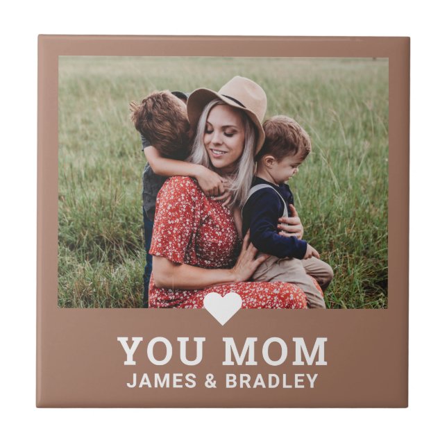 Cute Heart Love You Mum Mother's Day Photo Ceramic Tile (Front)
