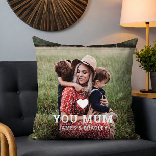 Cute HEART LOVE YOU MUM Mother's Day Photo Cushion
