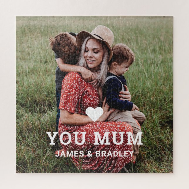 Cute Heart Love You Mum Mother's Day Photo Jigsaw Puzzle (Vertical)