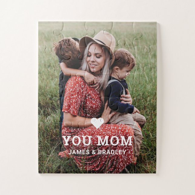 Cute Heart Love You Mum Mother's Day Photo Jigsaw Puzzle (Vertical)