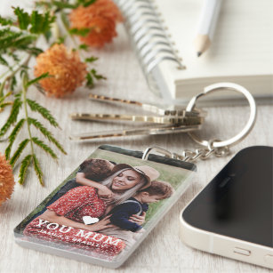 Cute HEART LOVE YOU MUM Mother's Day Photo Key Ring