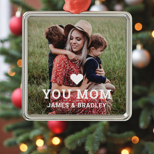 Cute Heart Love You Mum Mother's Day Photo Metal Ornament