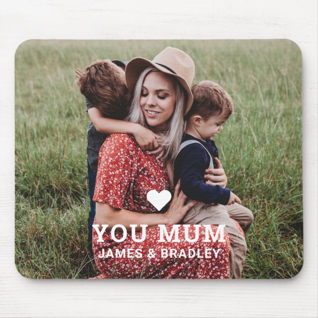 Cute Heart Love You Mum Mother's Day Photo Mouse Pad (Front)