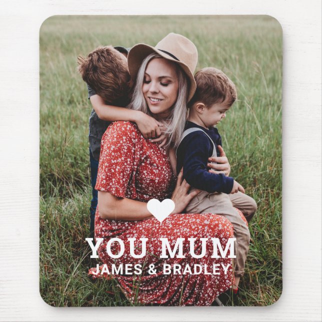 Cute Heart Love You Mum Mother's Day Photo Mouse Pad (Front)