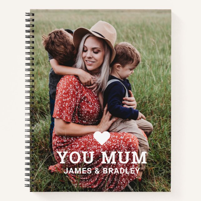 Cute Heart Love You Mum Mother's Day Photo Notebook (Front)