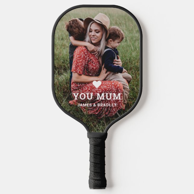 Cute HEART LOVE YOU MUM Mother's Day Photo Pickleball Paddle (Front)