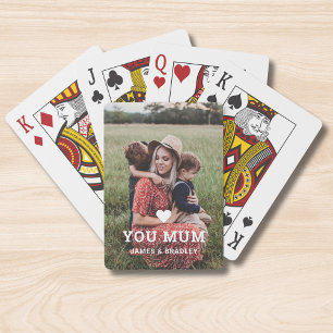 Cute HEART LOVE YOU MUM Mother's Day Photo Playing Cards