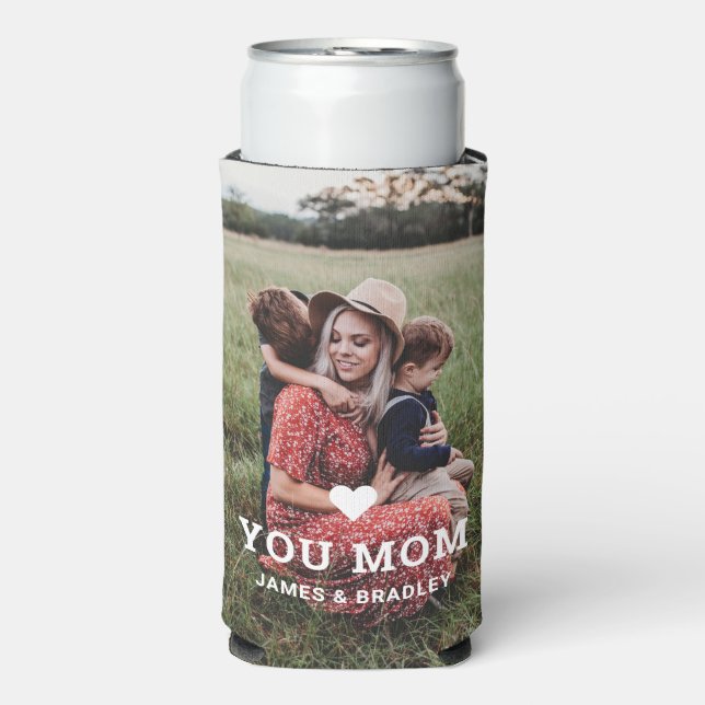 Cute Heart Love You Mum Mother's Day Photo Seltzer Can Cooler (Seltzer Front)