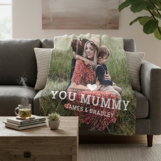 Cute HEART LOVE YOU MUMMY Mother's Day Photo Sherpa Blanket (Creator Uploaded)