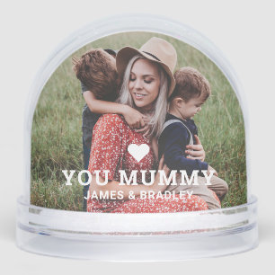 Cute HEART LOVE YOU MUMMY Mother's Day Photo Snowglobe