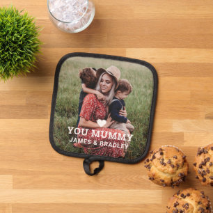 Cute HEART LOVE YOU MUMMY Photo Mother's Day Pot Holder
