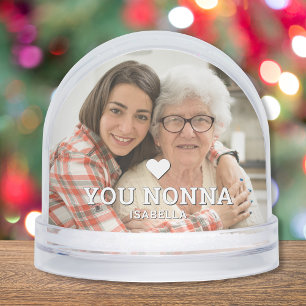 Cute HEART LOVE YOU NONNA Mother's Day Photo Snowglobe