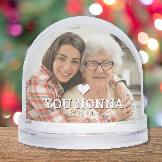 Cute HEART LOVE YOU NONNA Mother's Day Photo Snowglobe (Creator Uploaded)