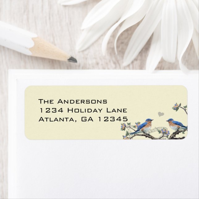 Cute Heart  Lucky Bluebird Return Address Label (Insitu)