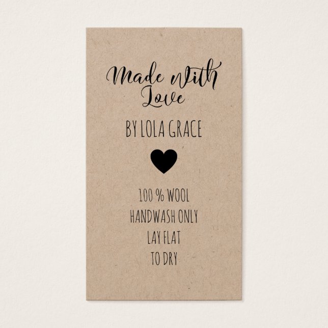 Cute Heart Made with Love Kraft Paper (Front)