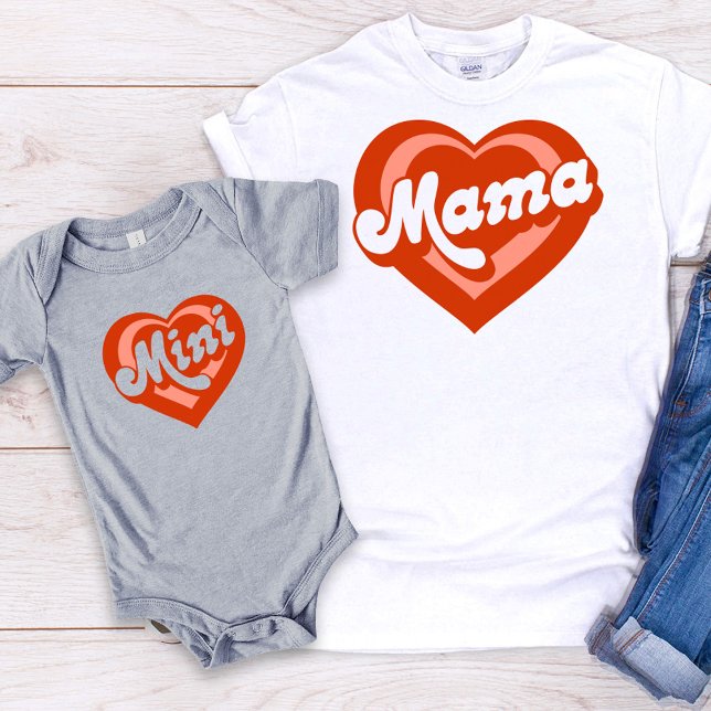 Cute Heart Mama Mini Mother Daughter Baby Bodysuit (Creator Uploaded)